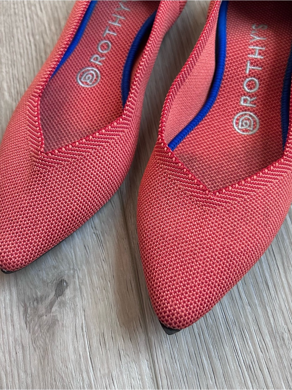 Rothy’s The Point Coral Pink Knit Pointed Toe Flats Shoes Women’s Size 7.5 - Picture 7 of 10